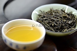 黄茶,杯子,茶叶