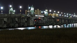 橋,夜,燈