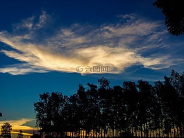天空,云,日落