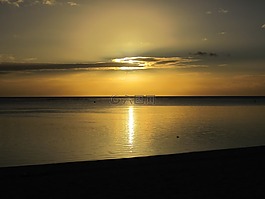 日落,海灘,水