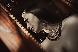 女孩,模型,鏡