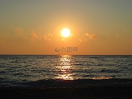 日落,景觀,海