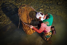 捕魚(yú),婦女,尼泊爾