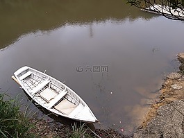 船,湖景,白色