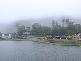 霧,查看,湖