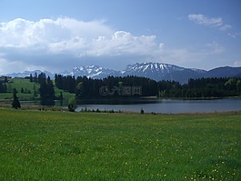 koeglweiher,阿爾高,山全景圖