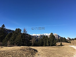 山,天空,樹