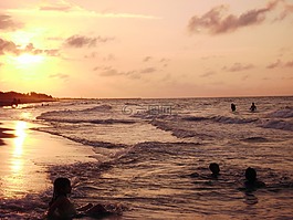 日落,海灘,下午