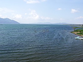 湖,地平線,小船