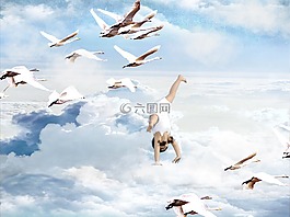 孩子,云,天空