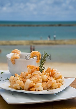 虾,海滩,贝拉 mar