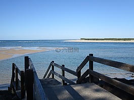 海,樓梯,木