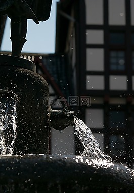噴泉,水,石噴泉