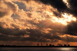 日落,云,天空