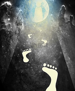 路徑,腳,借力