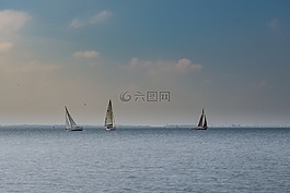 帆船,船,湖