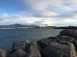 冰島,海,山