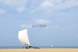 帆,船,海灘