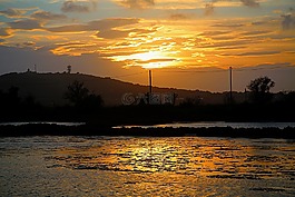 太陽,躺在,水
