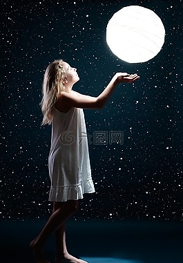 月亮,明星,女孩