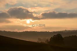 日出,morgenstimmung,霧