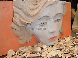 雕塑,女子,臉