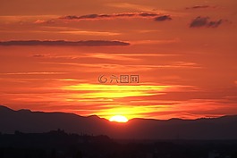日落,天空,紅色