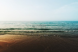 海灘,地平線,海洋