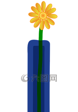 花,花瓶,黃色