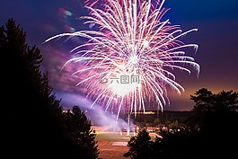 焰火,藍(lán)色的天空,夏天