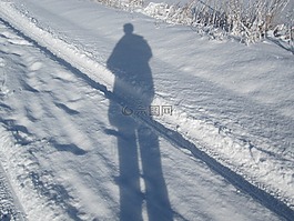 影子,雪,冬天