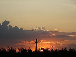 晚上,天空,日落