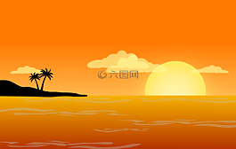 海灘,日落,日落海灘