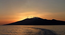 日出,島,海