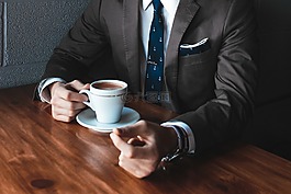 咖啡,杯,男子