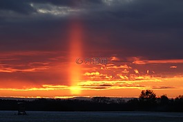 sunpillar,天氣現象,傍晚的天空