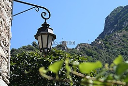 落地燈,山,城堡