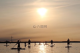 站起來槳,槳,日落