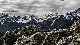 巖,山,云