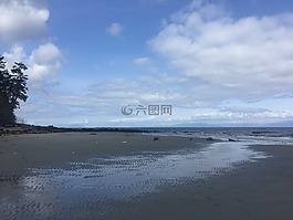 海灘,島,天空
