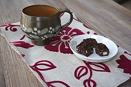 巧克力,杯,茶