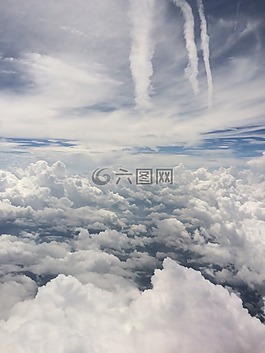 云,飛機,天空