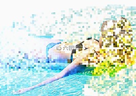 女子,水,水池