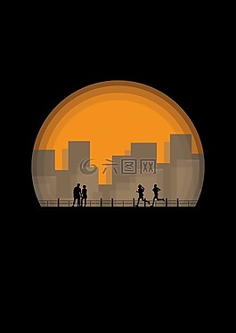 城市,建筑物,夫婦