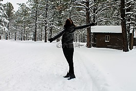 雪,森林,女孩