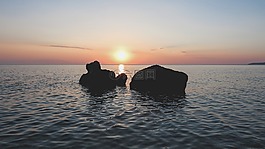 海灘,日出,黃昏