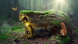 幻想,森林,女子