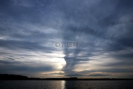 湖,云,夏季