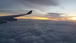 飛機(jī),日落,天空
