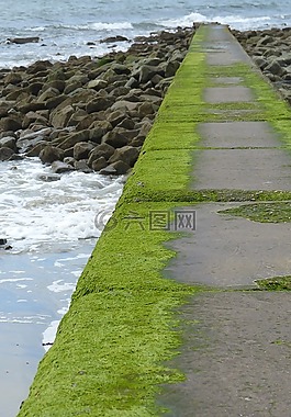 防波堤,海灘,海